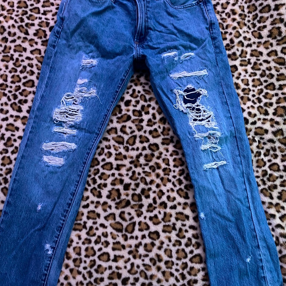 BRAND NEW NEVER WORN!!GAP DENIM with holes(patched up. bought them like it)